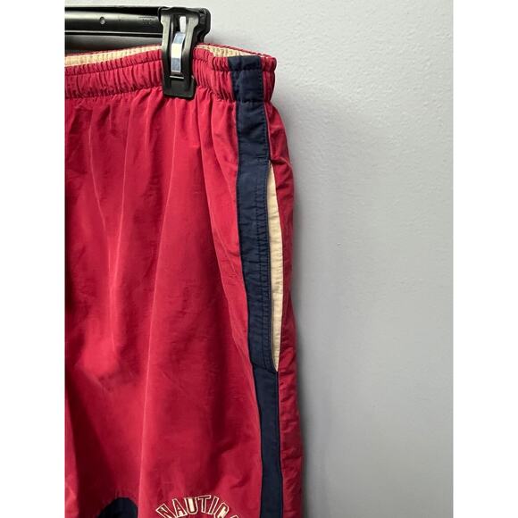 Nautica swimtrunk Mens XL Nylon Red/Navy embroidered pockets Beach Pool - Picture 6 of 6
